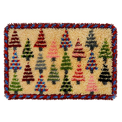 Image of clubevy DIY Handmade Shaggy Latch Hook Kit Rug for Adult Beginner Home Decoration Gift 20x15 inch (Tree)