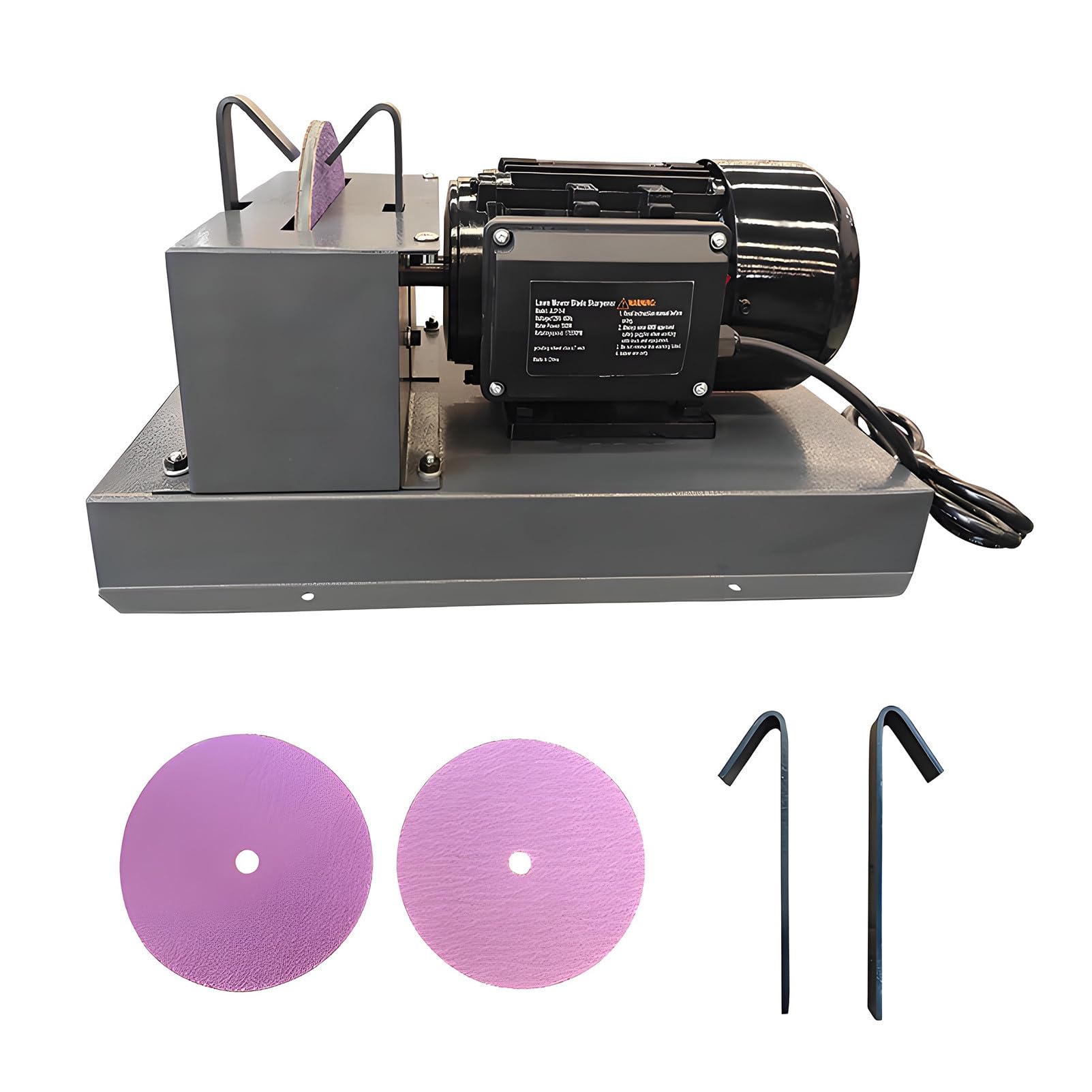 EpyGnom Lawn Mower Blade Sharpener, 2/3HP Lawnmower Blade Bench Grinder with Ceramic Grinding Wheel and 1 Pair 60 Grit Ceramic Sandpaper & 30°/40° Angle Brackets 750W