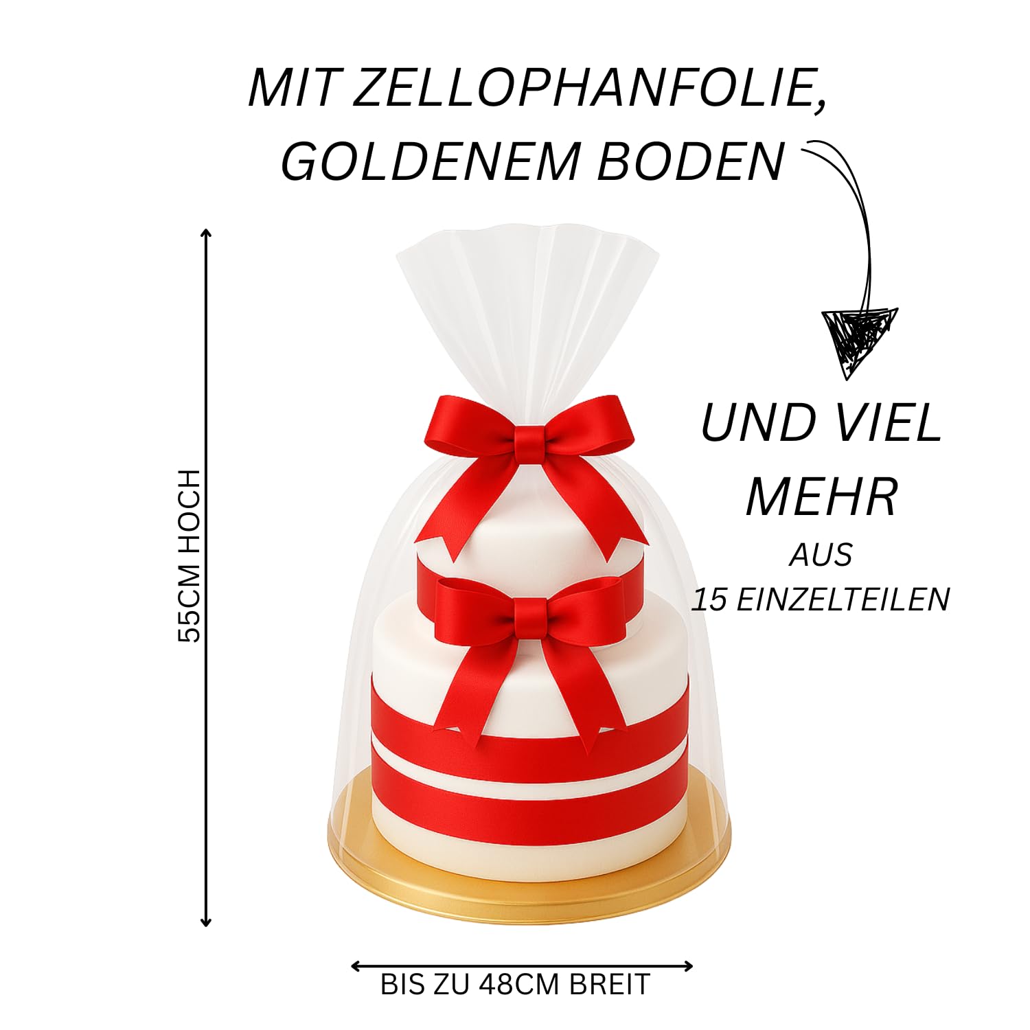 Styropor Torte - 2 Etagen - DIY Bastelbox Set - Besteht aus 15 Einzelteilen – Gestalten Sie Ihr individuelles Geschenk –