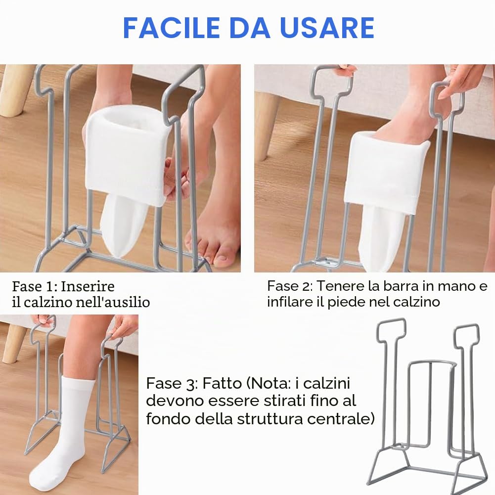 Supporto per calze, aiuto per calze a compressione, supporto per calze in metallo, per anziani, donne incinte e persone con mobilità ridotta dopo l'intervento chirurgico all'anca