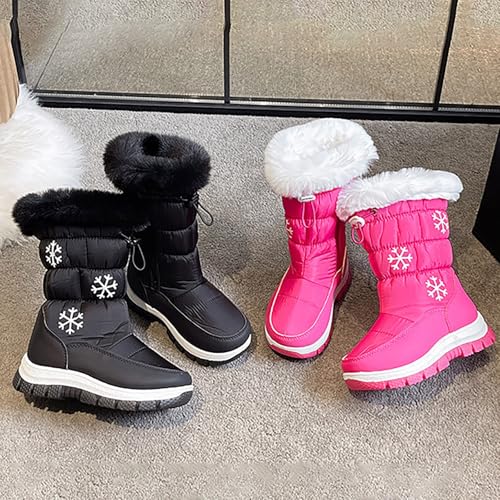 IWIHMIV Snow Boots for Kids Mid Calf Winter Shoes Thickened Bottom Warm Cotton Shoes Outdoor Non Slip Snow Boots4
