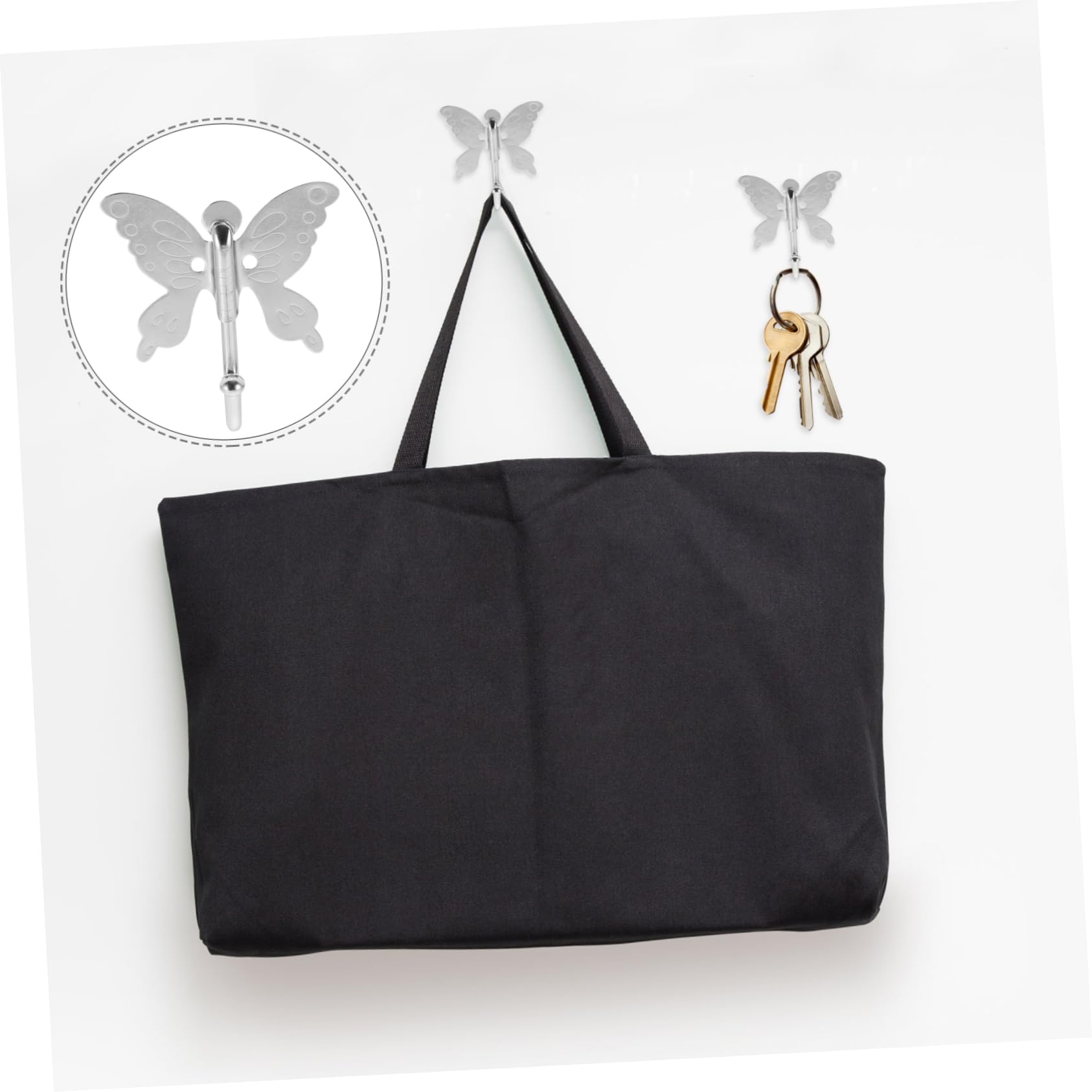 PartyKindom 4 Set Gancio a farfalla in acciaio inox 10pz gancio per fioriera da appendere appendiabiti da parete appendiabito da muro decorazione casa ganci in metallo per appendere Silver