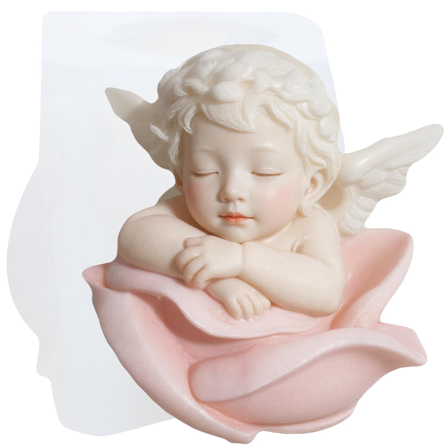 XIAOSHUI Angel Candle Silicone Moulds Rose Flower Angel Resin Casting Mould for DIY Candle Making Home Decoration Aromatherapy Candles Wax Plaster Polymer Clay Craft