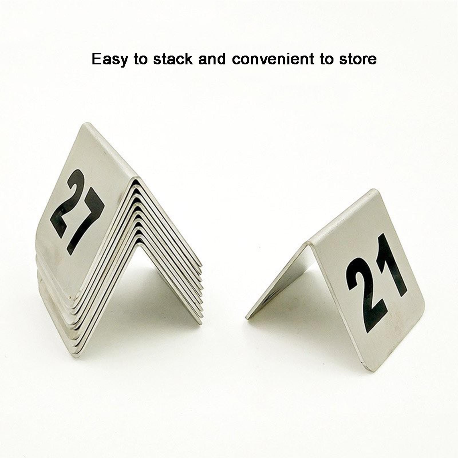 Placas De Números De Acero Inoxidable, Carteles For Asientos De Escritorio | Reutilizables, impermeables y resistentes al aceite, resistentes y duraderos, apilables, con bordes redondeados(8*6cm)