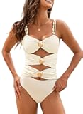 Tainehs Women's One Piece Swimsuits Color Block Tummy Control High Waisted Bathing Suit