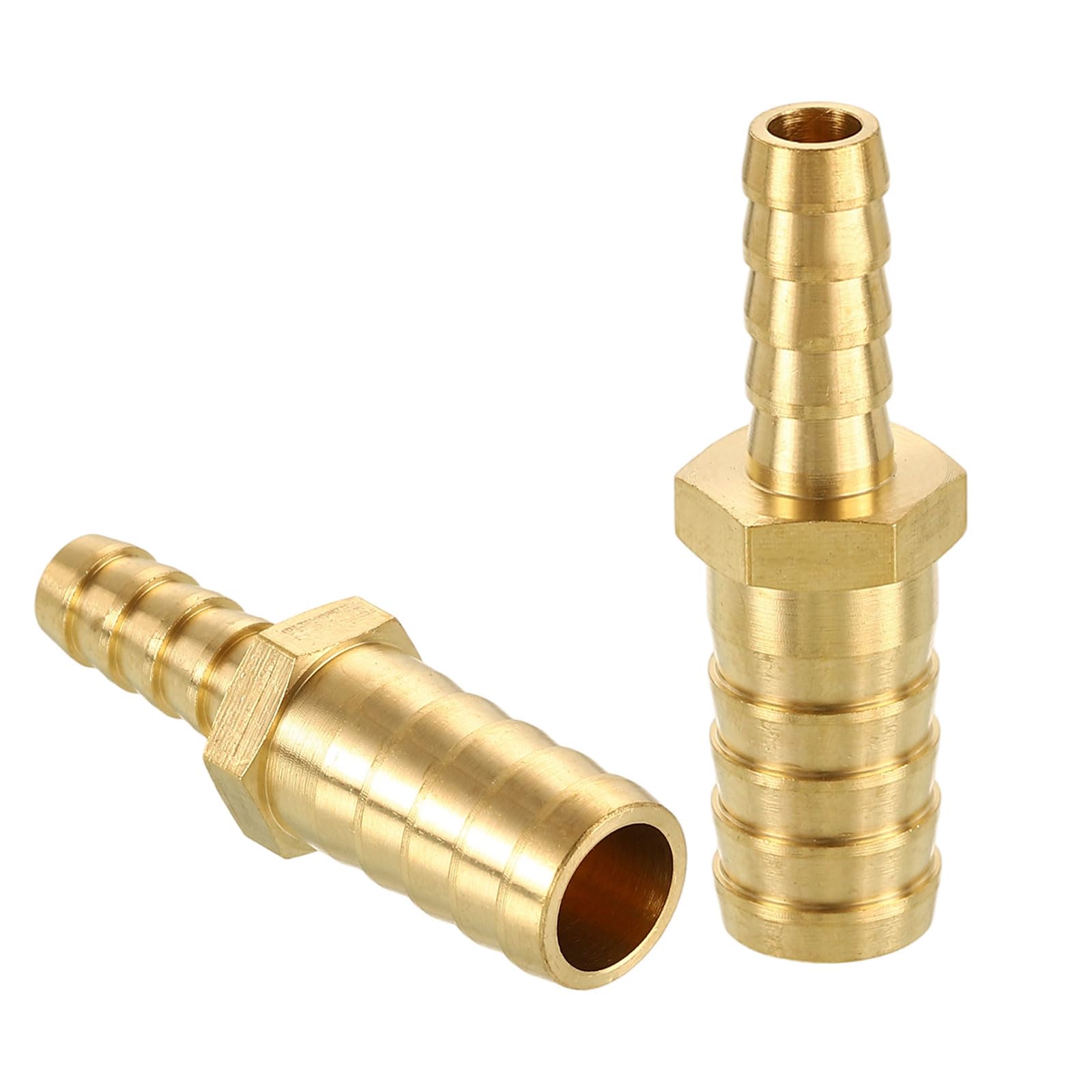 sourcing map 2pcs 1/2"(15mm) to 5/32"(3.9mm) Brass Hose Barb Fitting Metals Splicer Mender for 3D Printing, Air Compressor, CNC Machine, Dies