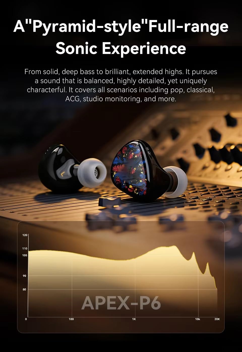 für hybrid IEM Kopfhörer 3-Treiber 102dB für hifi Sound für(Brown-Blue)
