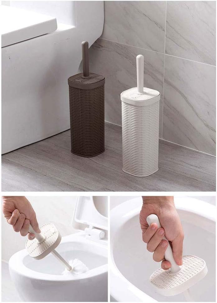 Creative Soft Hair Toilet Brush no Dead Corner Toilet Brush Set Household Toilet Brush Toilet Brush and Holder (Color : Gold) (Brown)