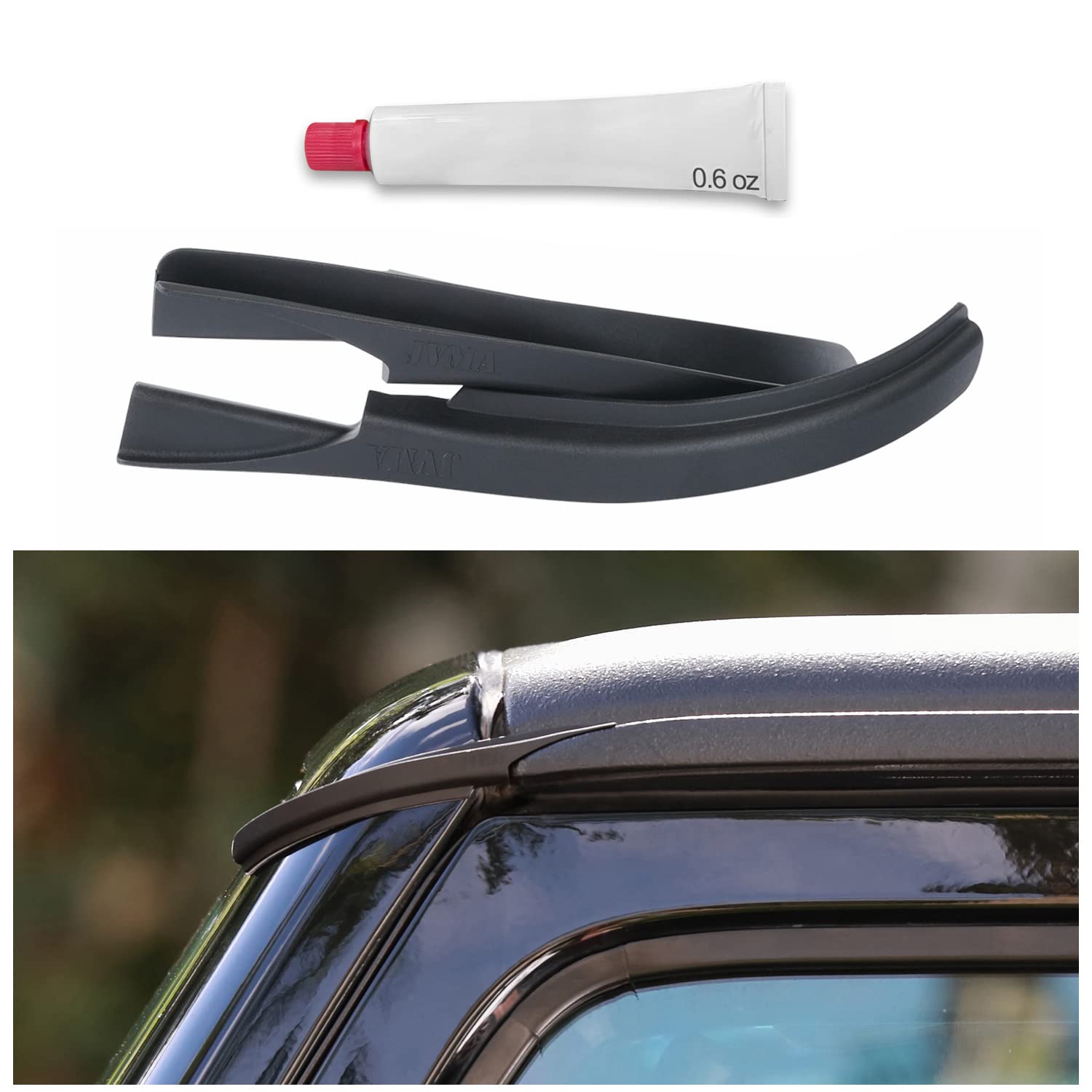 JVMA Hardtop Rain Gutter Extensions Rooftop Rain Deflector, for Jeep Wrangler JK JKU 2008-2017 Exterior Accessories (Patented) Black