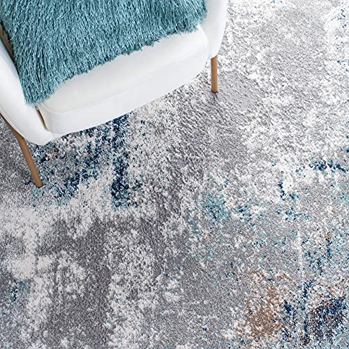 Tapete SAFAVIEH de polipropileno 2x8 pies gris y azul miniatura 6