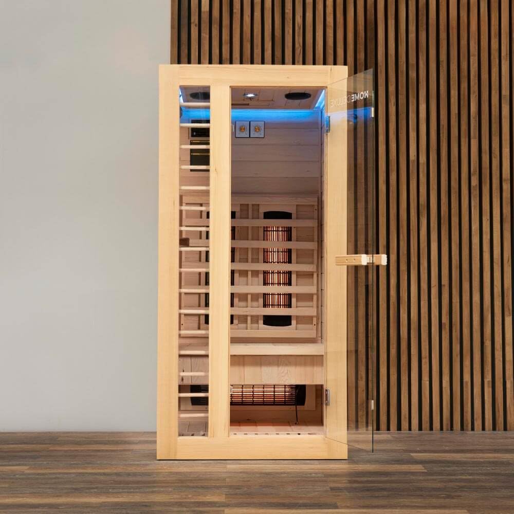 Home Deluxe Infrarotkabine REDSUN S Deluxe 90x90x190 cm 4 Vollspektrumstrahler Hemlocktanne Infrarotsauna