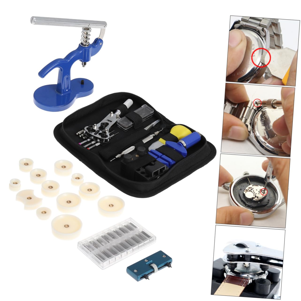 Kit de Herramientas de Reparación de Relojes de 409 Piezas Abridor de Relojes Versátil Juego de Destornilladores para Quitar para Relojeros