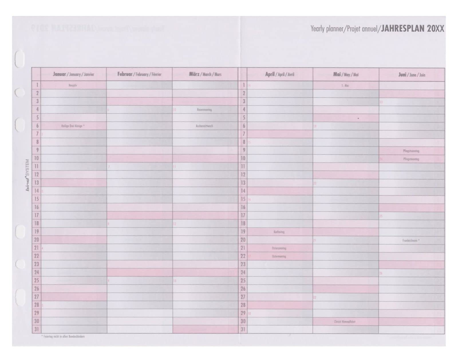 BIND B550326 Kalendereinlage für Tageskalender A5, Timer Einlage für Kalender Jahr 2026, 1 Tag / 1 Seite, Terminkalender mit System, Kalendarium für bind Systemplaner und Standard Timeplaner