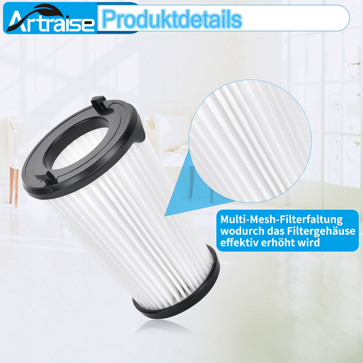 Artraise CX7 Filter für AEG 8 Stück Ersatzfilter Flexibility für AEG CX7-2 | CX7-2-45an CX7-2-s360 CX7-2-45mö & QX8 Animal Ergorapido Artikelnummer AEF150 akkustaubsauger zubehör