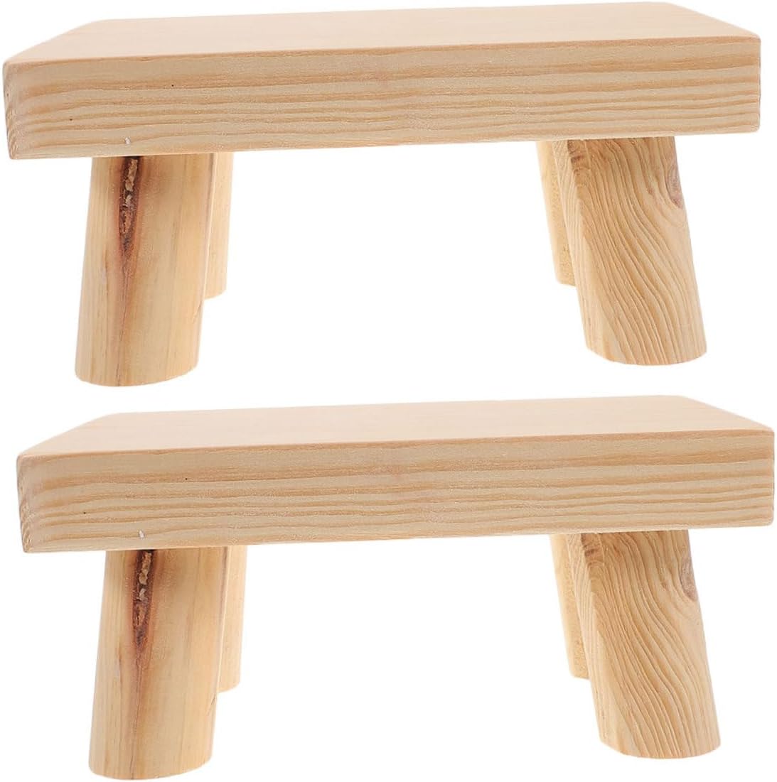 Generic 2pcs Wooden Step Stool for Short Footstool for Correct Sitting Posture Sturdy Wooden Construction for Bathroom Bedroom and Playroom Use
