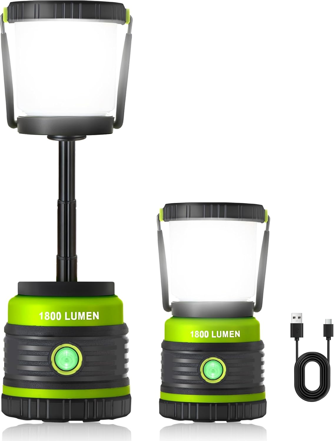 Camping Lantern Rechargeable Telescopic Camping Light,1800LM, 4400mAh IPX5 Waterproof Tent Lights, 4 Light Modes, Portable Flashlight for Power Outages, Emergency, Hurricane, Hiking