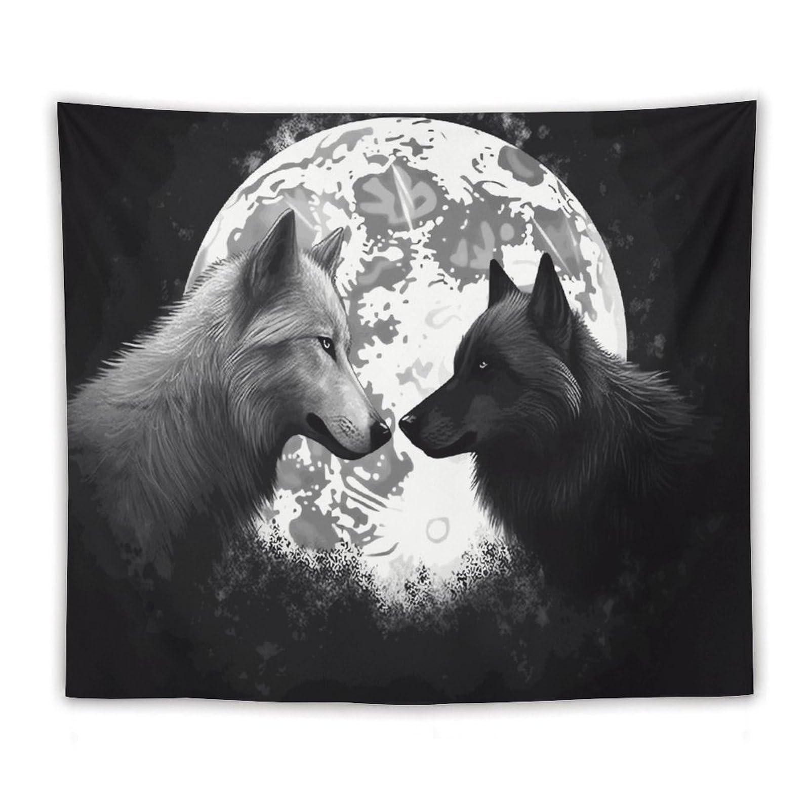 LDGSUPH Wolves Love Under The Moon Wild Animal Tapestry Wall Hanging Decor Anti-fading Aesthetic Wall Tapestries Fashion Wall Blanket Decor Modern Wall Art Tapestry for Bedroom Home Decor 50"x60"