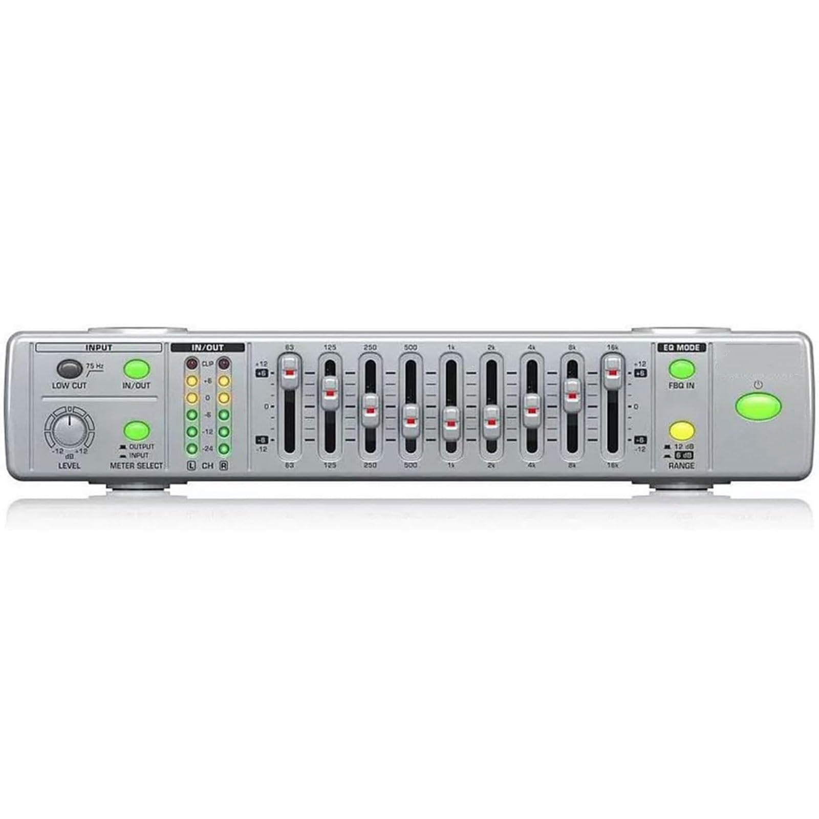 Equalizzatore EQ Grafico Professionale a 9 Bande, Equalizzatore Stereo ad Alta Precisione con Regolazione Alti, Medi e Bassi, Filtro Low-Cut/Luce Display LED/Tecnologia di Rilevamento Feedback