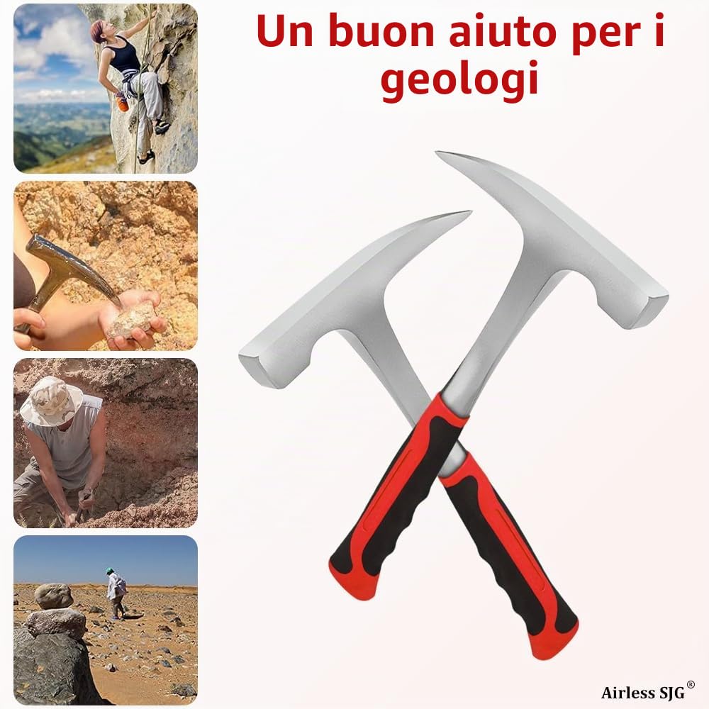14 Pezzi Compreso un Martello di Geologia, Attrezzature per Orpacciamatura e Prospezione, Regali di Geologia per Adulti