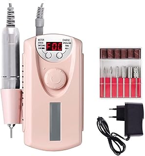Máquina elétrica de furar pregos Broca de unhas portátil profissional 30000 rpm, máquina de lixa de unha elétrica recarregável e lima para unhas de acrílico polimento de gel removendo, efile sem fio c