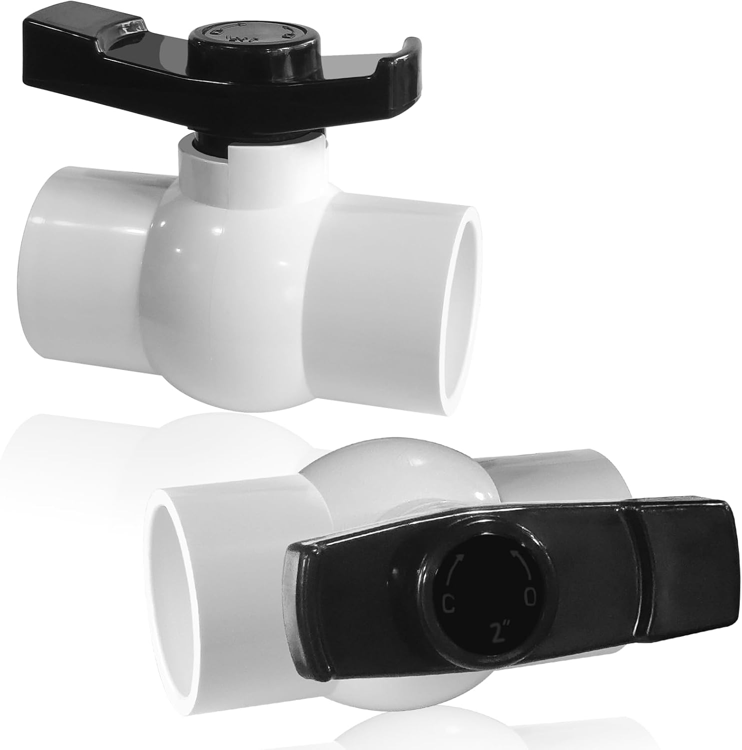 2'' PVC Ball Valve, 2pcs PVC Shut Off Valves, 2 inch PVC Valves with Slip X Slip