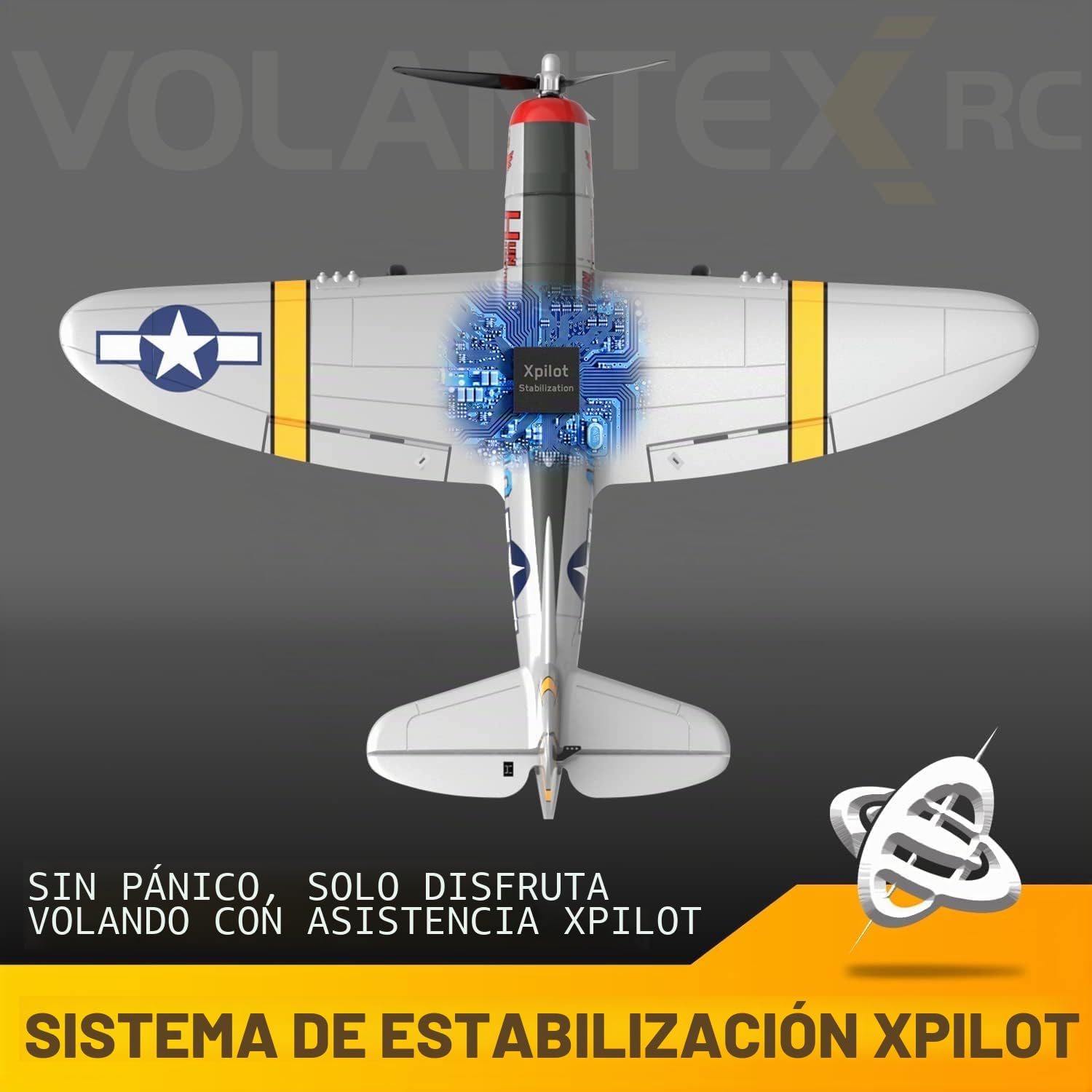 volantexrc P-47 Thunderbolt Avión RC - 4 Canales 2.4GHz RTF con Estabilización 6 Ejes, Modelo de Combate para Principiantes y Expertos (Listo para Volar)