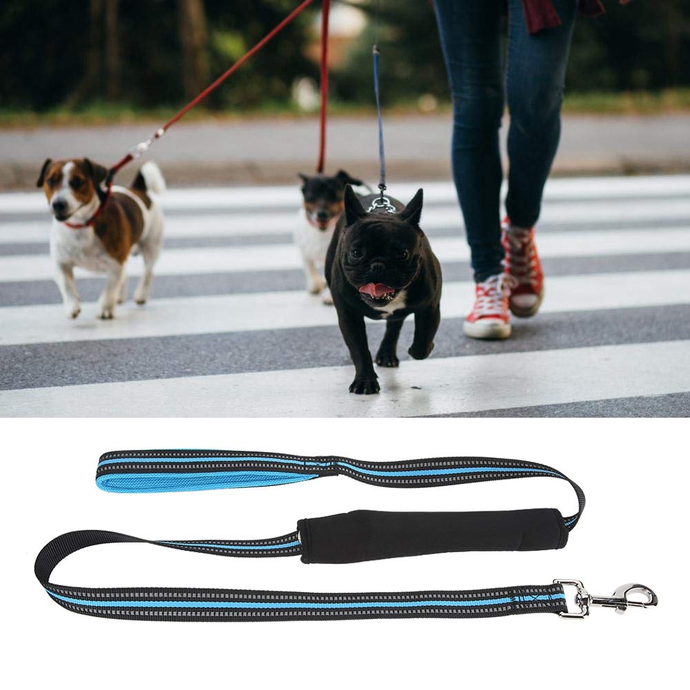 BAtlam Cuerda de tracción para Mascotas Nylon Duradero Cómodo Pet Reflexivo Tirando de la Correa de tracción Cuerda Cinturón de Seguridad del Coche para Perros Azul L