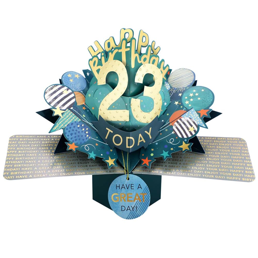 23 Today Happy 23rd Birthday Pop-Up Greeting Card Love Kate's Pop Up Cards Him Design POP237MC23 โ image 1