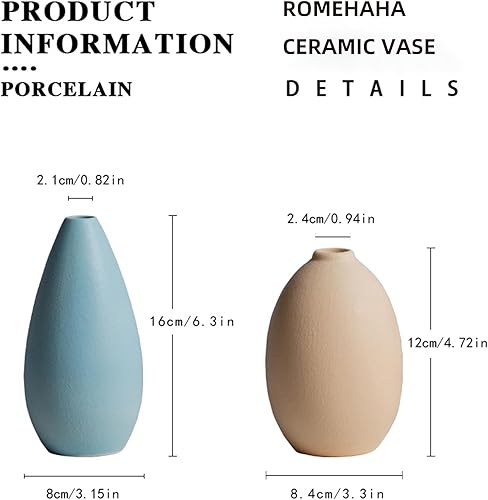 Miniatura 5 de Jarrones de cerámica para decoración del hogar, florero para decoración ideal de estantes, decoración de mesa, decoración de estantería, decoración