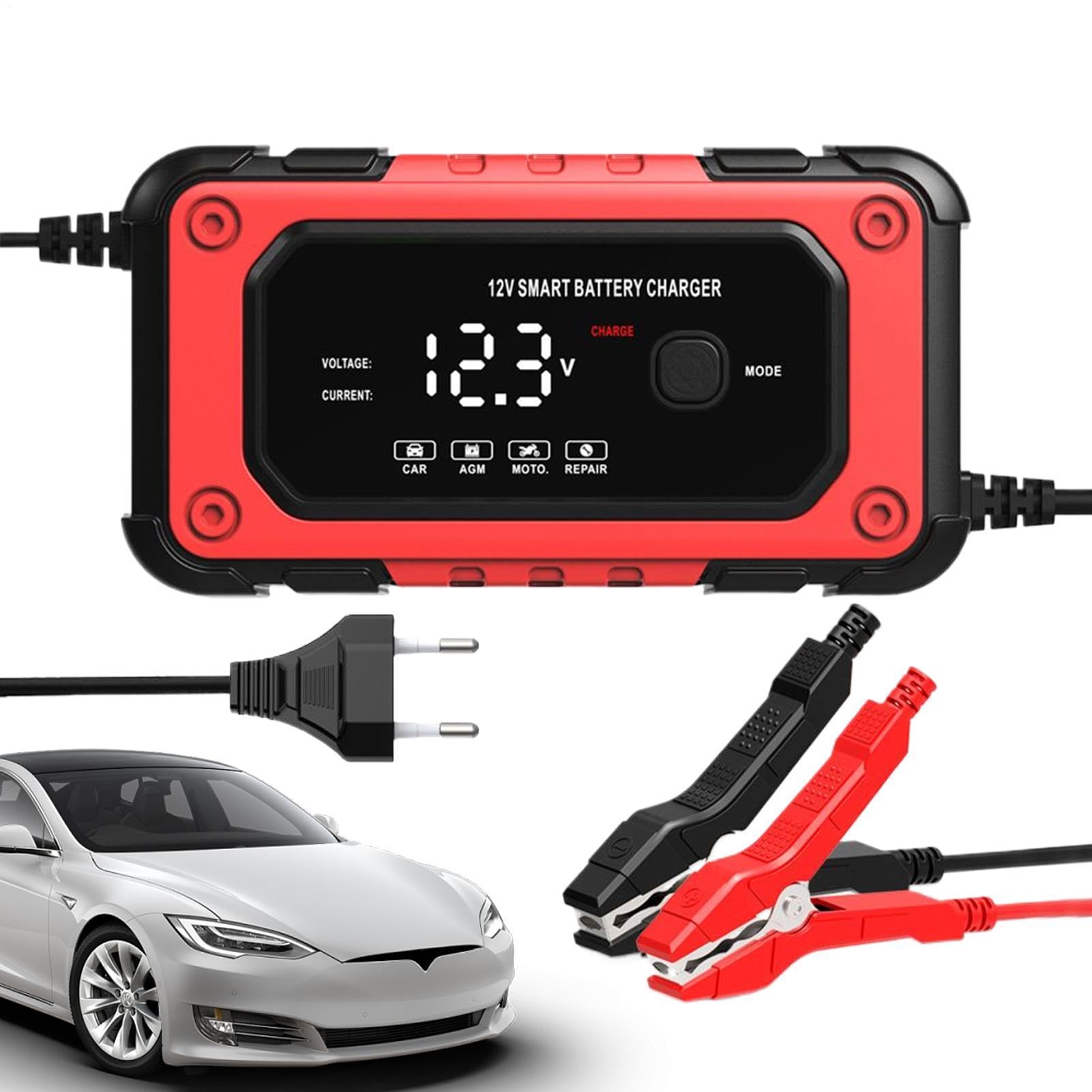 Chargeur De Batterie Auto Mainteneur Automatique de Batterie à écran LCD et
