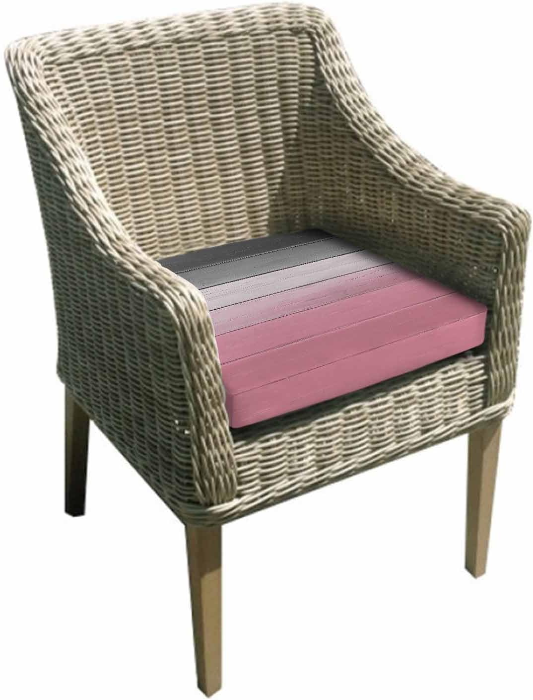 2 Pack Pink Gray Waterproof Cushion Covers with Ties, Outdoor Patio Chaise Lounge Chair Seat Cushion Slip Covers Replacement(Only Cover) Vintage Country Gradient Wooden Plank Line 20"x18"x4"