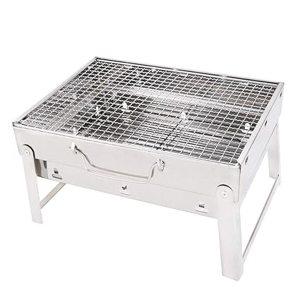 Supreme Mall Portable Stainless Steel Charcoal Barbecue Grill (Silver)