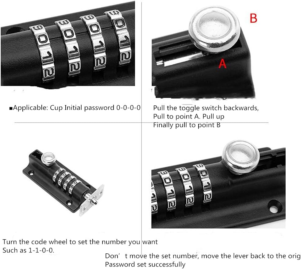 4 Digit Set Your Own Combination Sliding Barrel Bolt Lock Combination