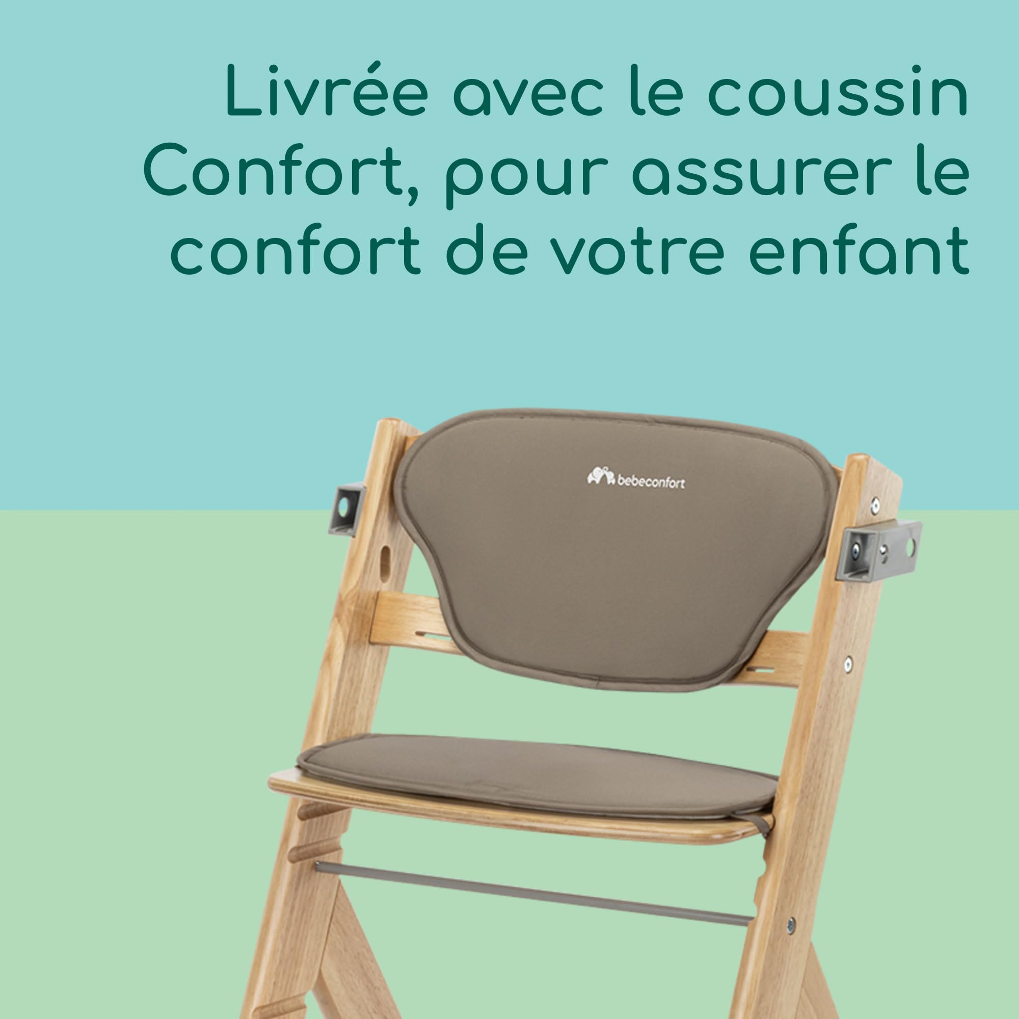 Bebeconfort Timba 2 Chaise Haute Bébé Évolutive Bois 6+ Mois 110 kg Plateau Amovible Natural Wood Beige