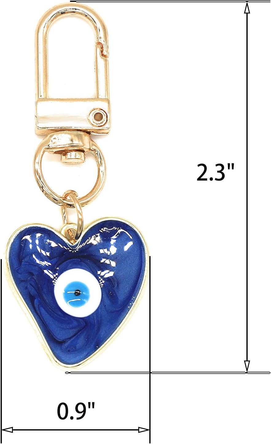Evil Eye Keychains Sweat-heart Keychains Protection Charm for Women Men Car Key Ring Bag Purse Accessories