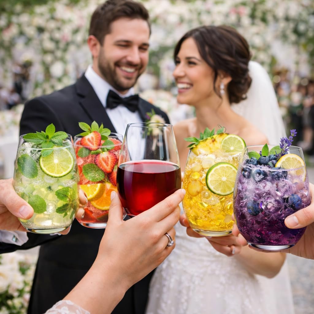 Oojami 36 Pack Stemless Plastic Wine Glasses 10 oz - Crystal Clear Disposable Wine Cups, Shatterproof BPA-Free Recyclable, Unbreakable Cocktail Cups for Parties, Weddings, Pool, Outdoor Events