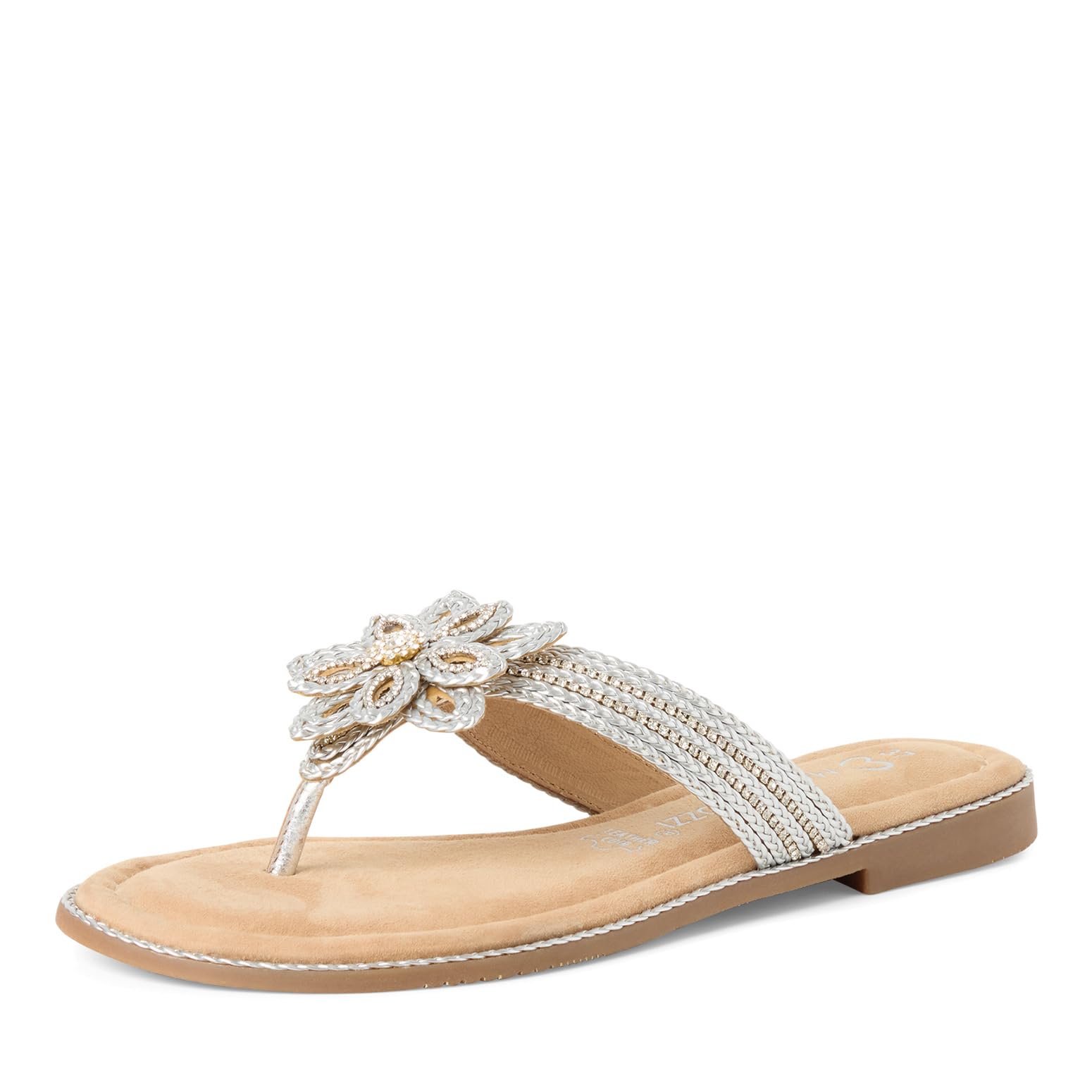 Marco Tozzi Women Sandal Soft Feel Me Footbed Modern, Metallic (Silver), 7.5 UK