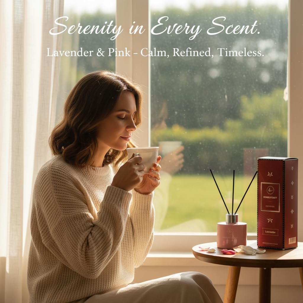 Reed Diffuser Set – 3.38 fl oz (120ml) | Clean Oil Scent Diffuser, Premium Room Décor | Lavender & Pink Fragrance for Home, Holiday, and Hotel Collection. - Image 3