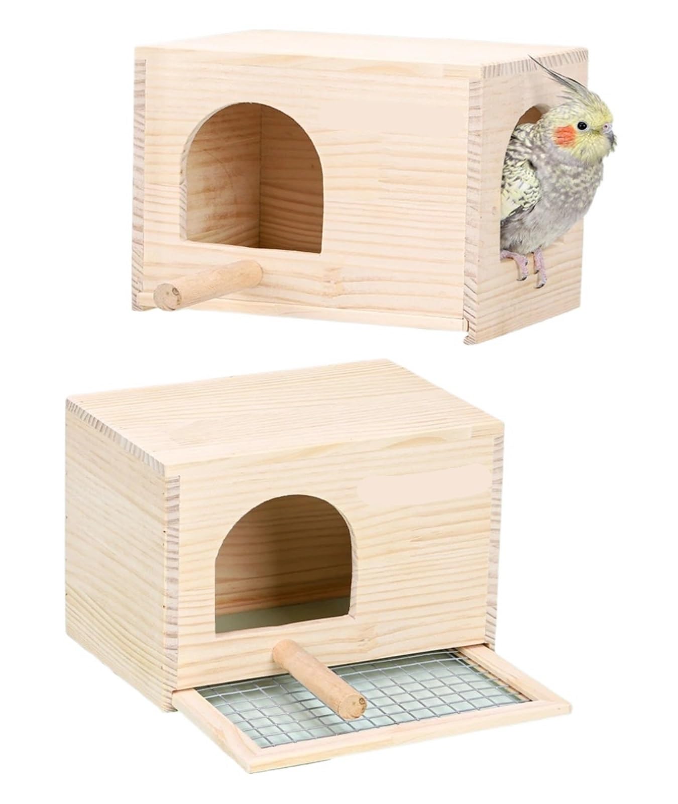 Nistkasten 1 Stück Sittich-Nistkasten, Vogelhaus, Käfig, Holz, Brutkasten for Papageien, Sittiche, Nymphensittiche, Unzertrennliche