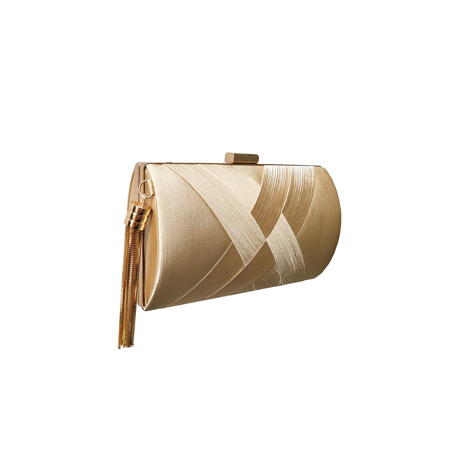 CORIOS Damen Clutch Tasche Abendtasche Fransen Kettentasche Tasche Luxurious Klein Umhängetasche Elegante Schultertasche Hochzeit Wedding Prom Party Handtasch Champagner
