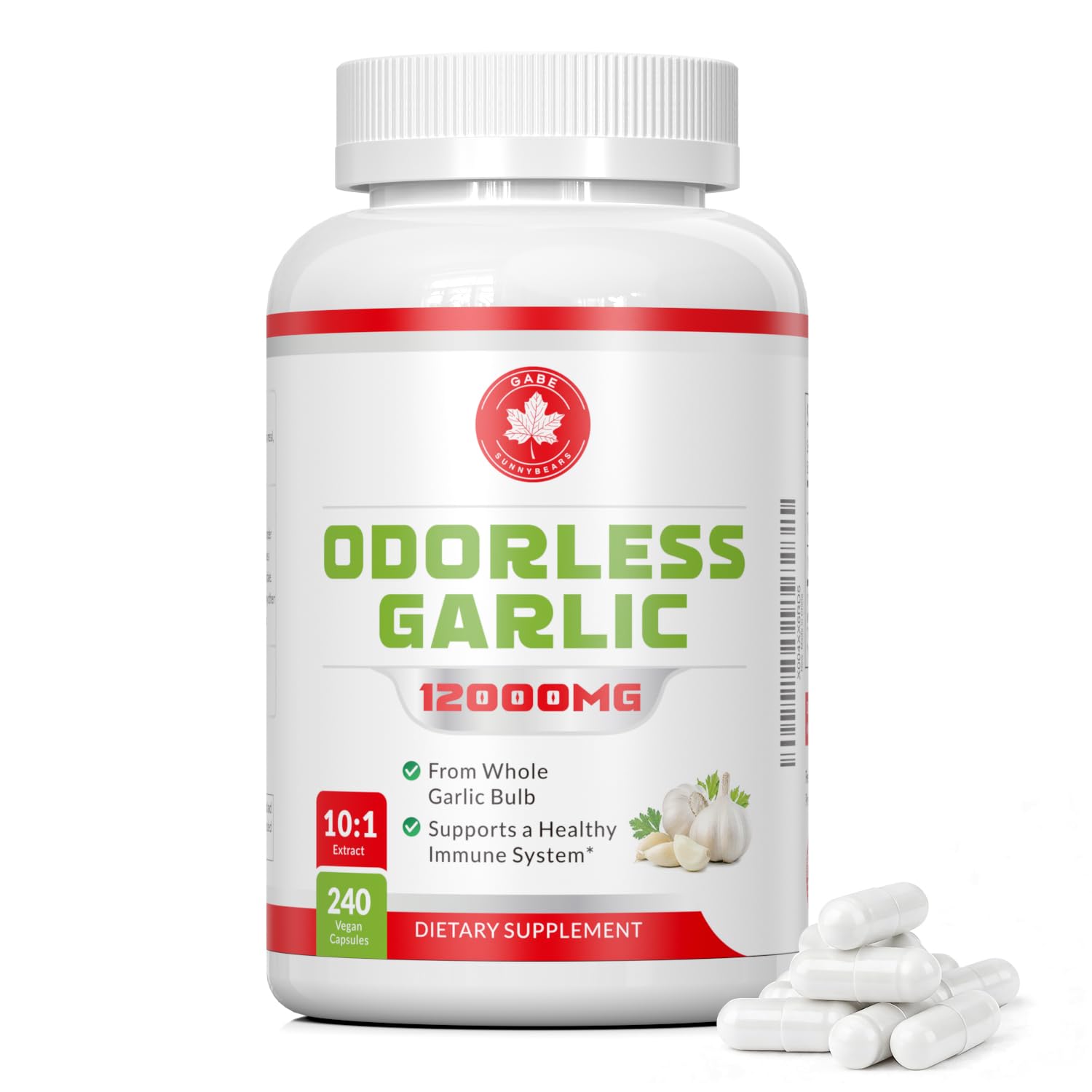 Aged Garlic Extract 10:1, 12,000 mg, Odorless, Vitamin E, 240 Veg Caps