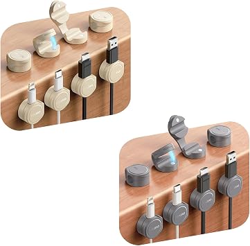 16-Pack Cord Organizer Magnetic Silicone Cable Clips[8 mm Wider Cable Accessible]Desk Cable Management, FLYLEAD Desktop Cord Holder for Nightstand, Office Workspaces Desk Organization Home Accessories