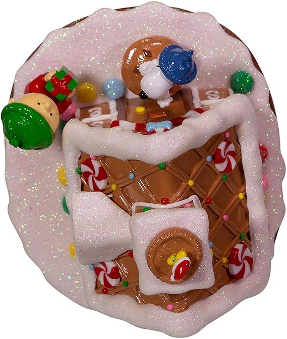 Kurt Adler Battery-Operated Peanuts LED Gingerbread House Table Piece