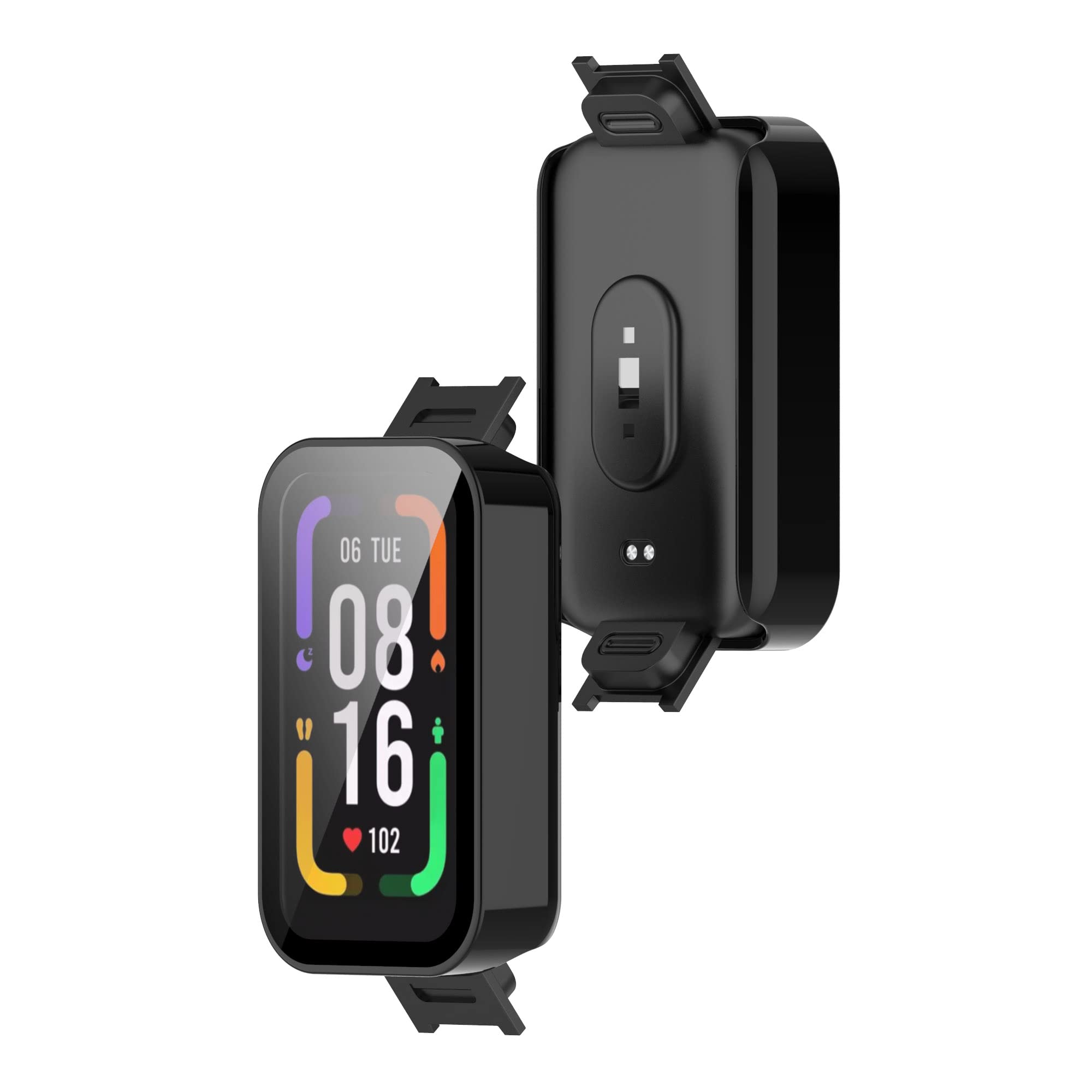 BoLuo 6 Pezzi Pellicola Custodia per Redmi Smart Band Pro con Pellicola temperata,Morbida Plating PC Protettivo Case Skins Copertura Shell per Xiaomi Redmi Smart Band Pro Accessories (color