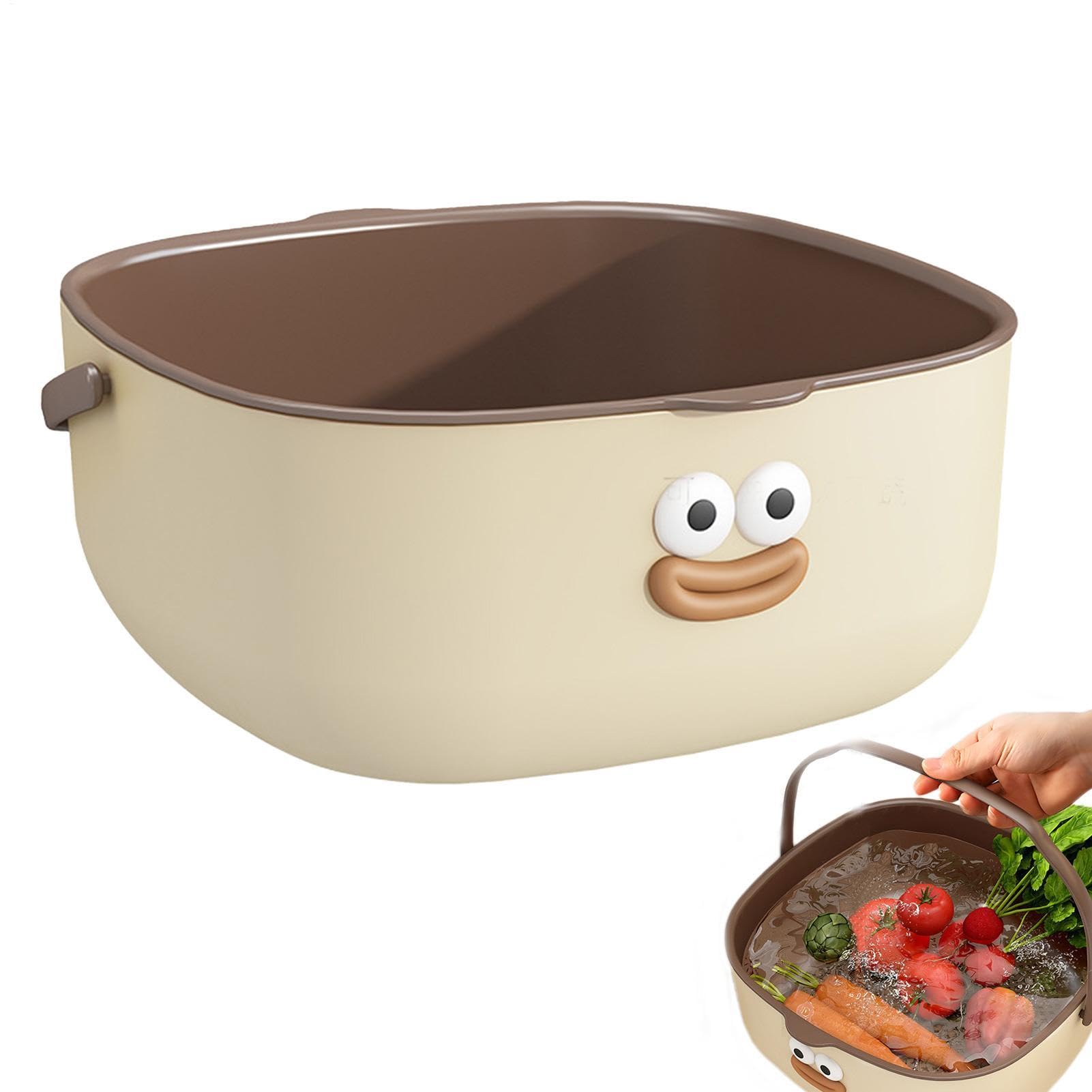 Cuenco colador de cocina de 12 x 8 pulgadas con cesta de lavado de gran capacidad