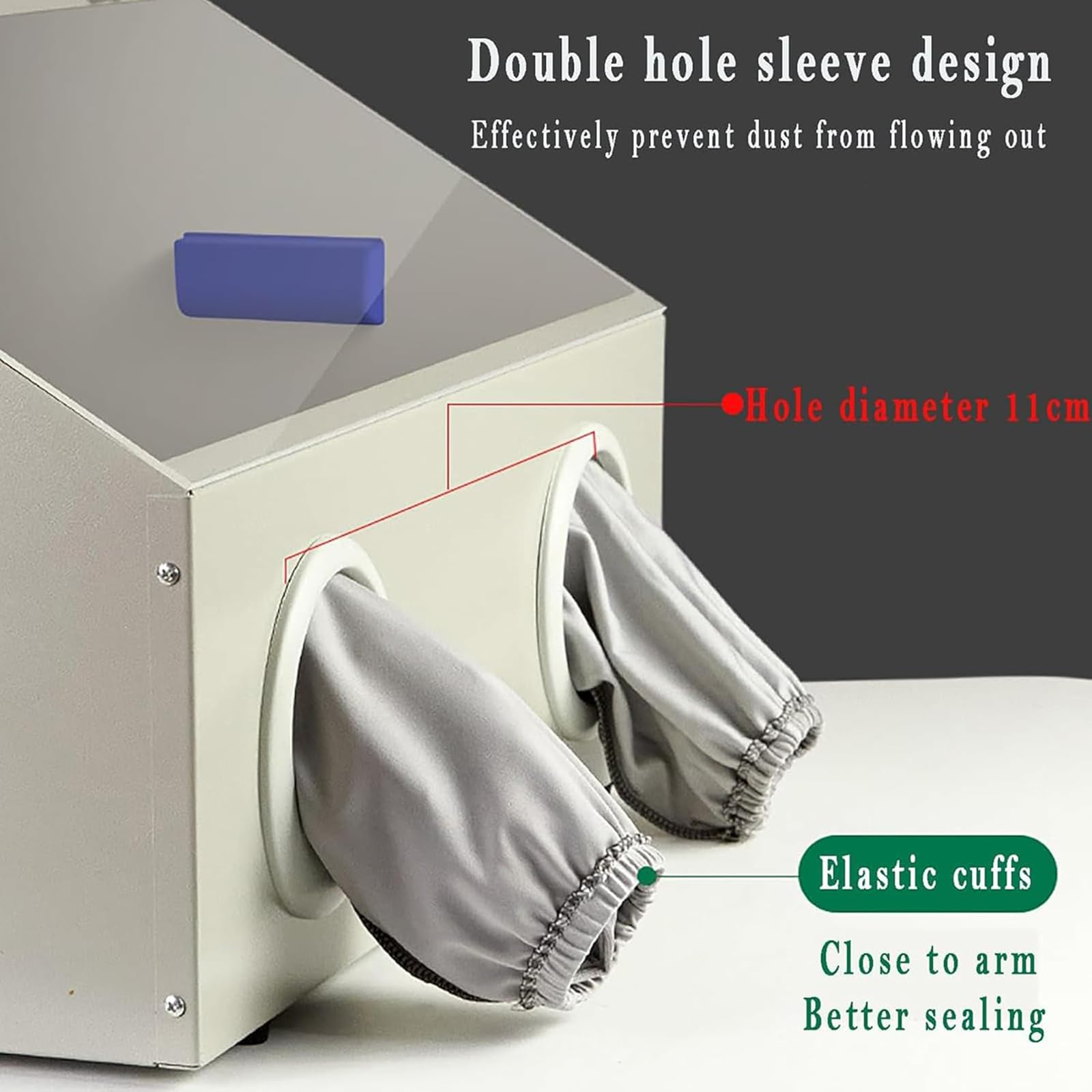 Caja colectora de polvo con luz LED y ventana transparente, potente ventilador de 2800 RPM para grabar, moler, pulir, taladrar y cortar