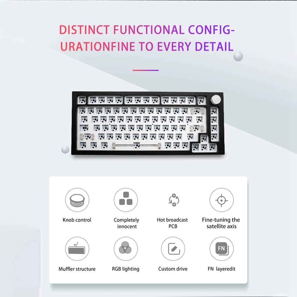 Kit de clavier mécanique à joint 75 % PCB Hot Swappable Switch Effets d'éclairage RVB Commutateur LED filaire/Bluetooth Double mode, D
