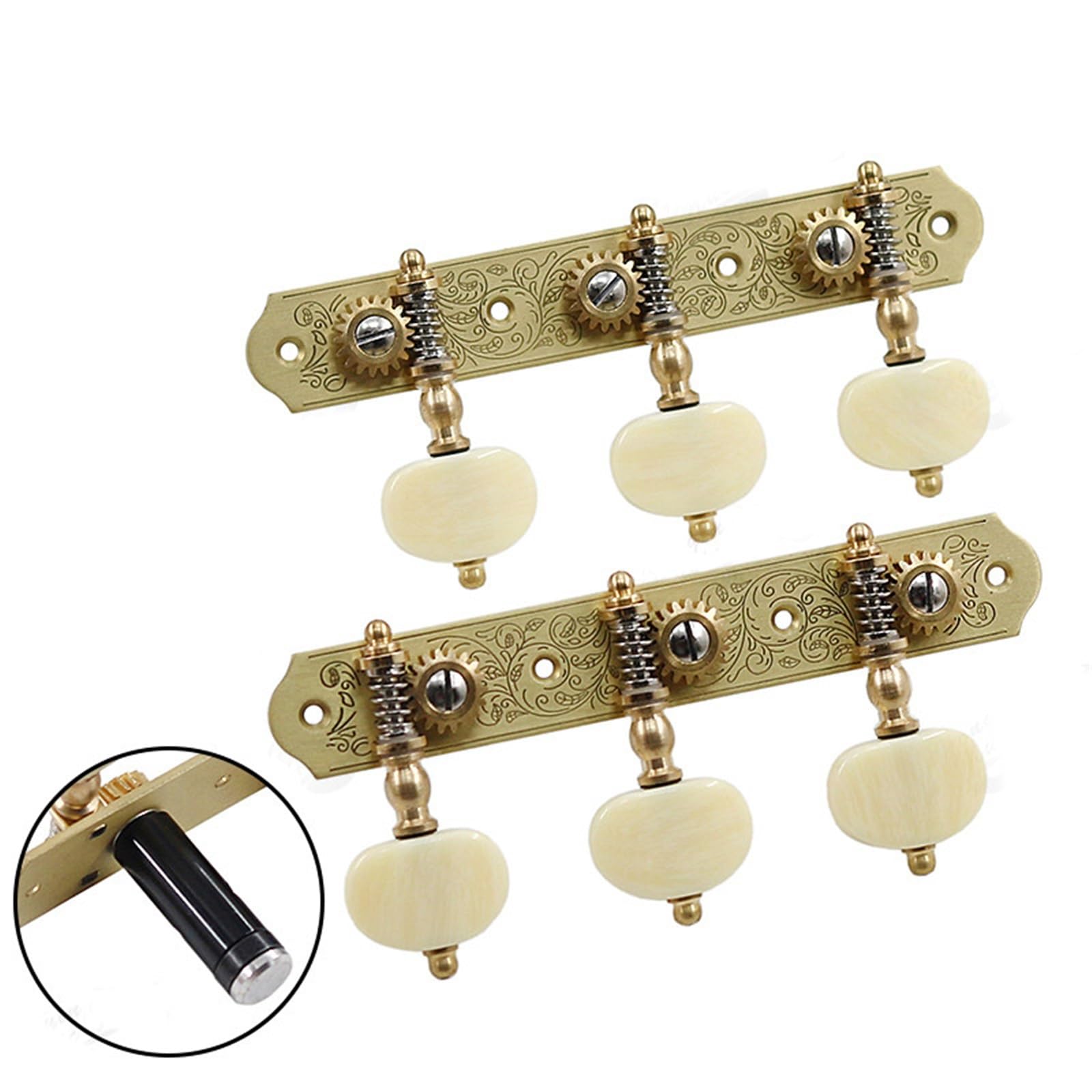Clavijeros Bloqueo Afinadores De Guitarra Clásica Paquete Triple Todos Los Accesorios Metal(Style 1)