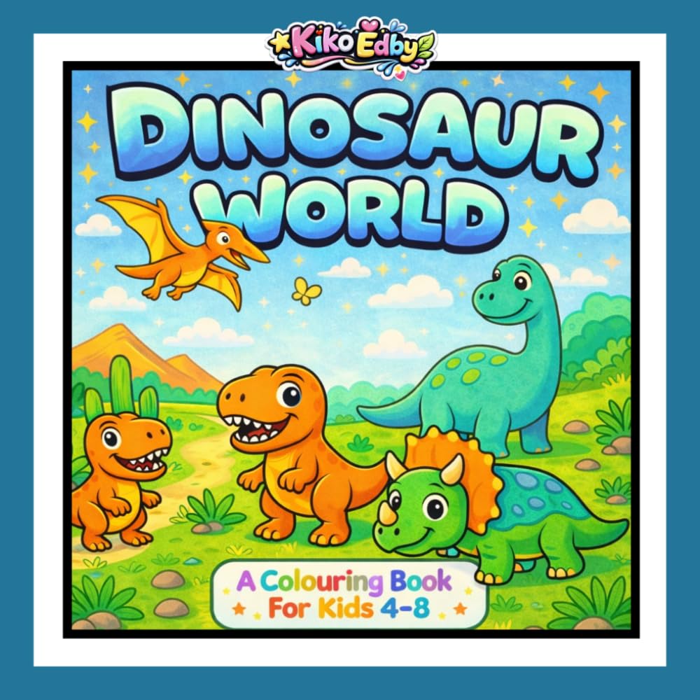 Dinosaur World: A Cute & Educational Dinosaur Colouring Book for Kids Ages 3–10 – Real Dinos, Fun Facts, and Prehistoric Adventures!