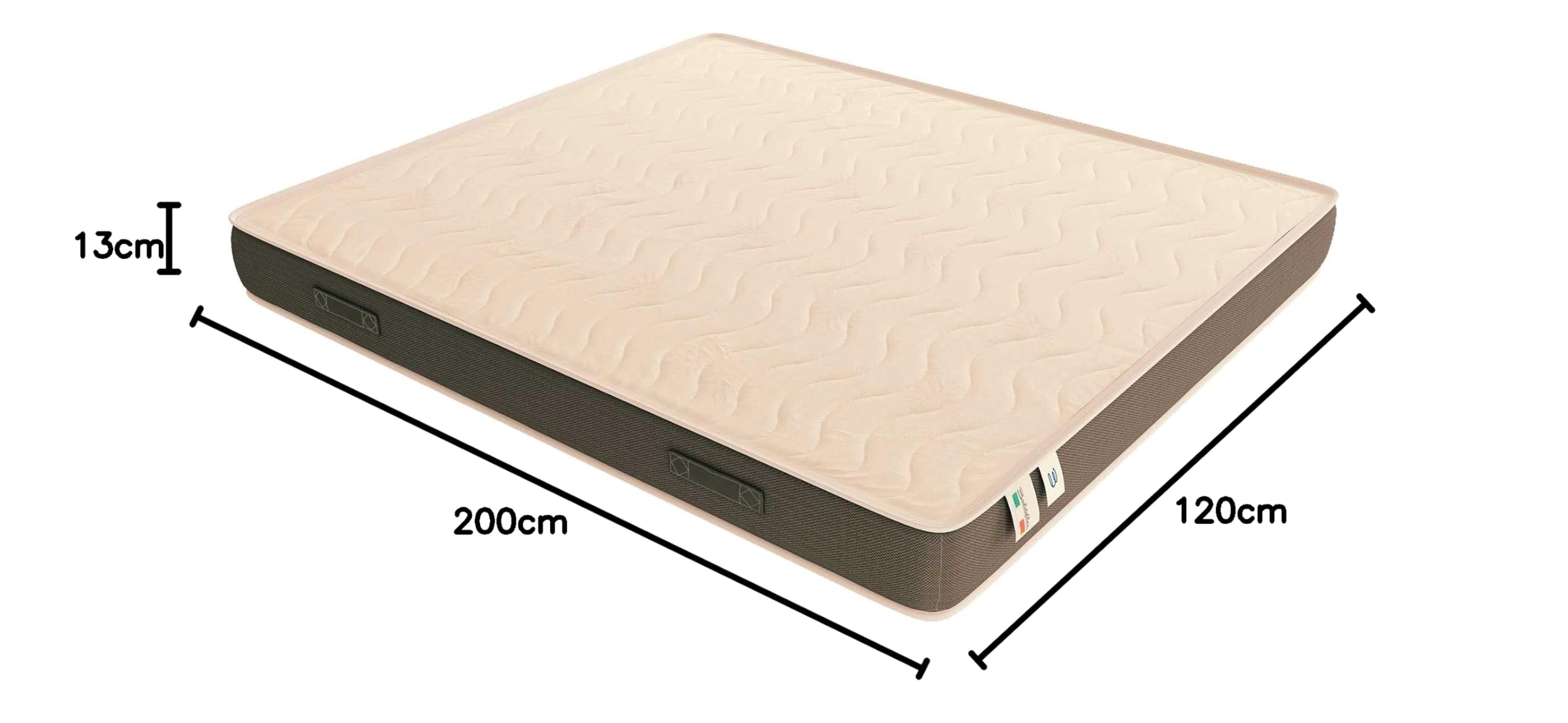 Baldiflex Materac Waterfoam Pojedynczy rozmiar 13 cm, z powłoką Aloe Vera Opaska 3D do masażu, ergonomiczny, Oddychający, 120 x 200 cm Wysokość 13 cm